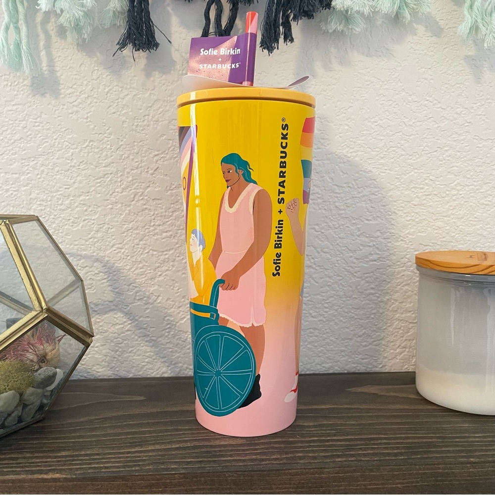 Starbucks 2024 Pride Tumbler Venti Stainless Steel Cold Cup Sofie Birkin Collab